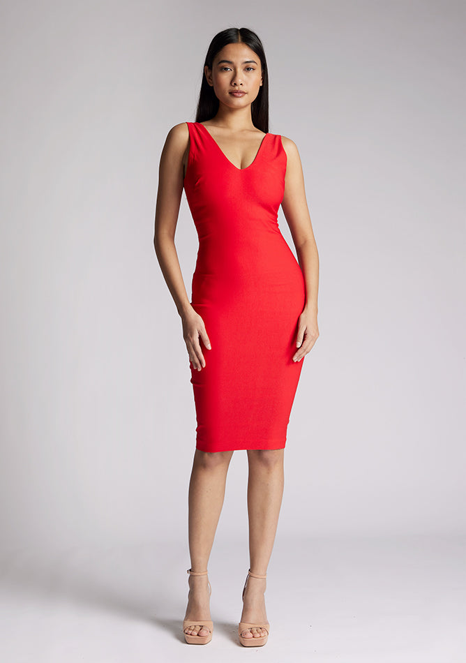 Vesper Sinita Red Midi Dress