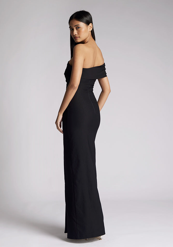 Vesper Carmel Black Maxi Dress