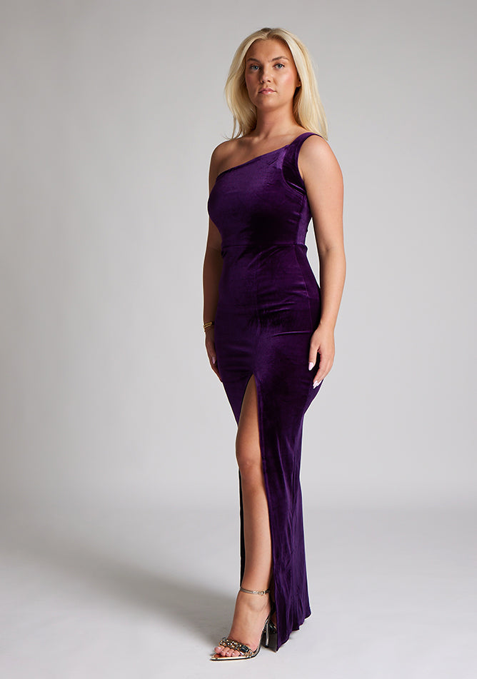 Purple velvet maxi dress outlet