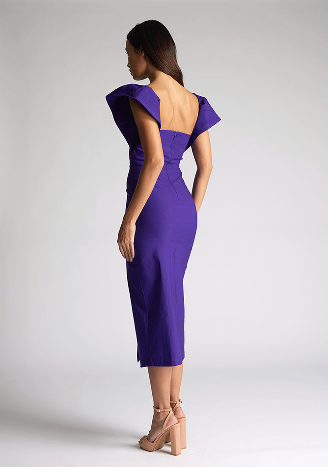 Vesper Sunday Purple Frill Sleeve Midaxi Dress